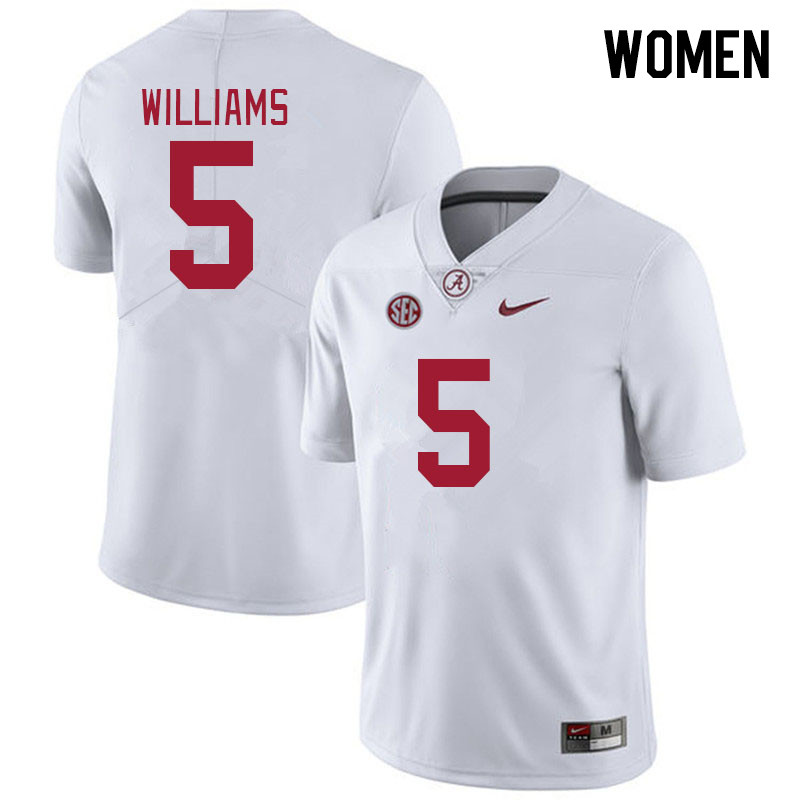 Women #5 Roydell Williams Alabama Crimson Tide College Footabll Jerseys Stitched-White